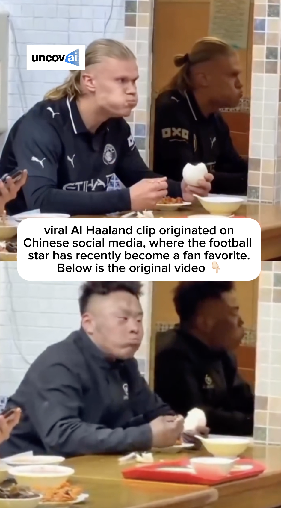 Screenshot from the viral AI-generated Erling Haaland video that turned out to be a deepfake