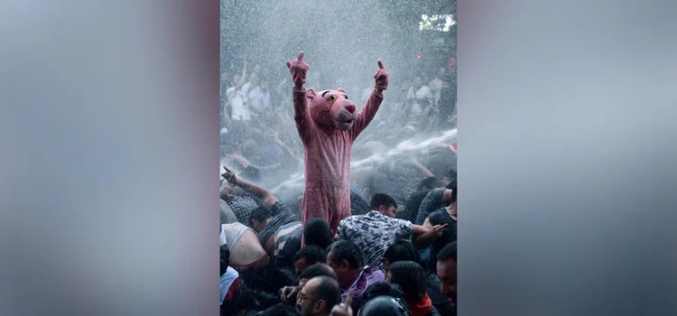 Pink Panther costume protester in France: AI-generated photo fact-check